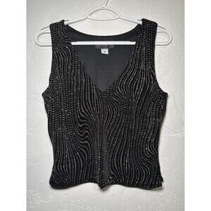 Jessica‎ McClintock sparkly rhinestone tank womens medium festival gatsby club
